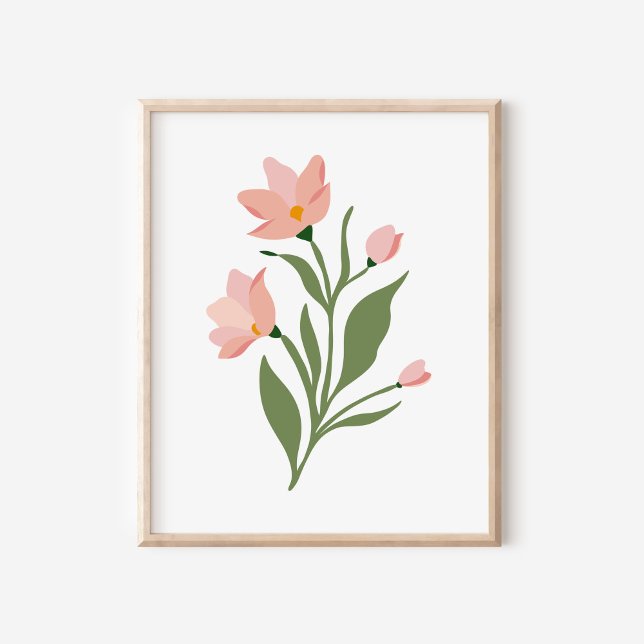 Moderne rosa Wildblumen Illustration Art Poster (Von Creator hochgeladen)