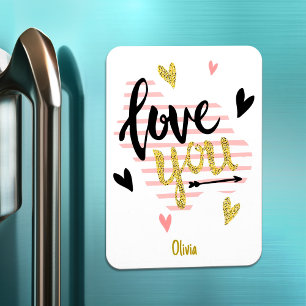 Moderne rosa Zeit, um das Valentinstag zu umarmen Magnet