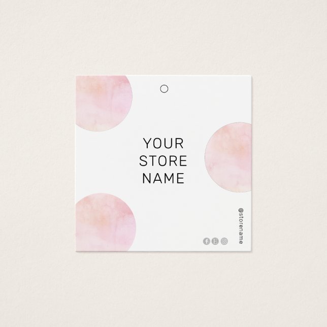 Moderne rosa Zirkeln Social Media Square Price Tag (Vorderseite)
