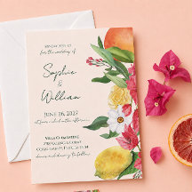 Moderne rosa Zitrusgarten-Hochzeitseinladung