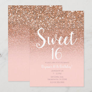 Moderne Rosafarben Glamour Glitter Sweet 16 Einladung