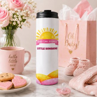 Moderne rosafarbene Babyparty im Sonnenschein-Stil Thermosbecher