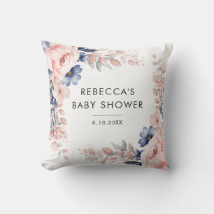 Moderne rosafarbene botanische Babydusche Kissen