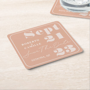 Moderne, rosafarbene, fette Druckzeitung rettet da Rechteckiger Pappuntersetzer