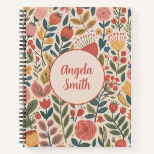 Moderne rosafarbene Floral Notizbuch
