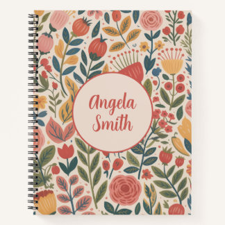Moderne rosafarbene Floral Notizbuch