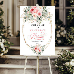 Moderne rosafarbene Florale Hochzeitsdusche Willko Poster