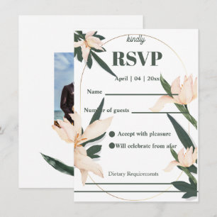 Moderne rosafarbene florale Kreis-RSVP-Karten Einladung