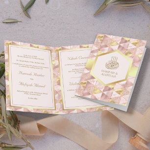 Moderne rosafarbene geometrische Sechseck-Hochzeit Einladung