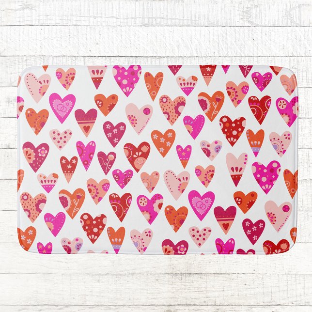 Moderne, rosafarbene Herzmuster Badematte (Modern heart pattern bath mat)
