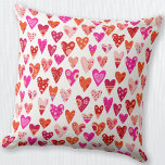 Moderne, rosafarbene Herzmuster Kissen<br><div class="desc">Moderne moderne Herzmuster in Rot,  Rosa und Orange. Helles Design. Originelle Kunst von Nic Squirrell.</div>