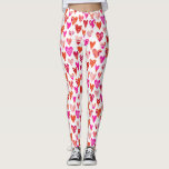 Moderne, rosafarbene Herzmuster Leggings<br><div class="desc">Moderne moderne Herzmuster in Rot,  Rosa und Orange. Helles und fröhliches Design. Originelle Kunst von Nic Squirrell.</div>