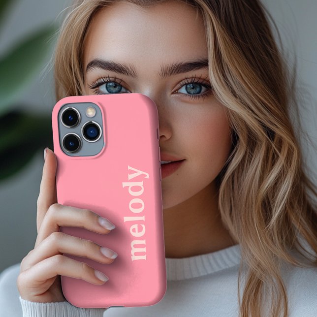 Moderne rosafarbene iPhone-Hülle mit Namen Case-Mate iPhone Hülle (Von Creator hochgeladen)