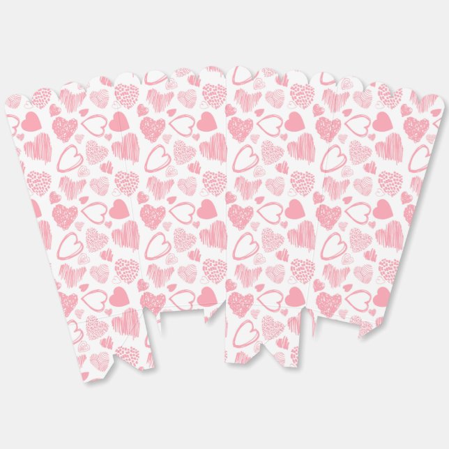 Moderne rosafarbene Liebe Herzstück Doodle Geschenkschachtel (Ungeklappt)