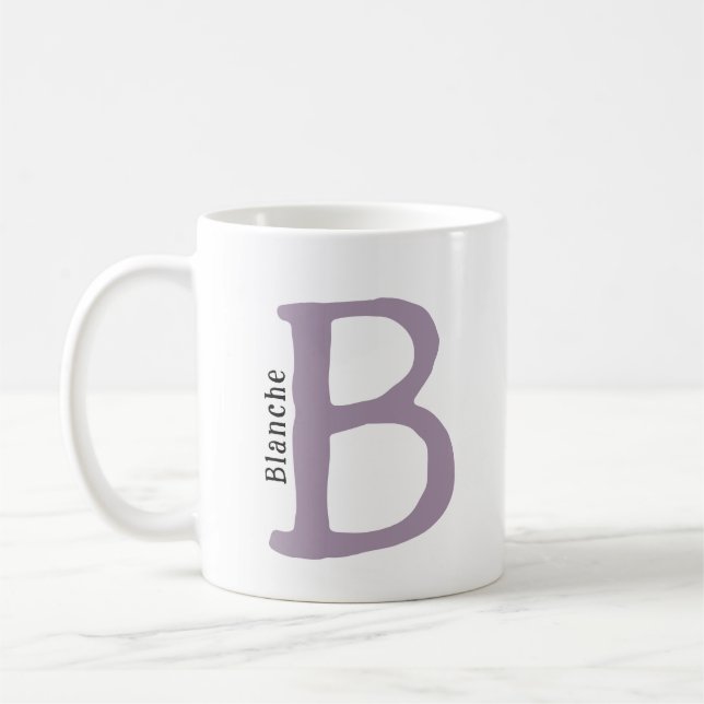 Moderne rosafarbene Mit Monogramm Initial- & Name- Kaffeetasse (Links)