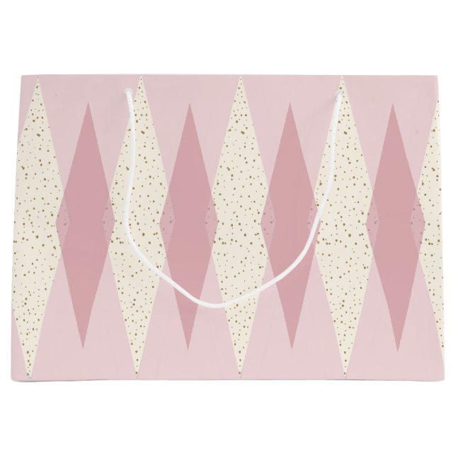 Moderne rosafarbene Raute - Geschenktüte aus dem M (Vorderseite)