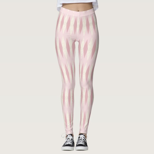Moderne rosafarbene Raute Leggings (Vorderseite)