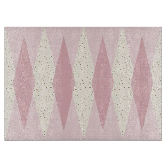 Moderne rosafarbene Raute-Schneidplatte aus dem Mi Schneidebrett (Vorderseite)