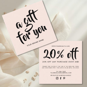 Moderne rosafarbene Schrift-Coupon-Ermäßigungskart Rabattkarte