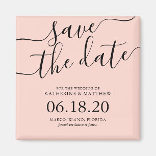 Moderne, rosafarbene SkriptWedding Save the Date Magnet