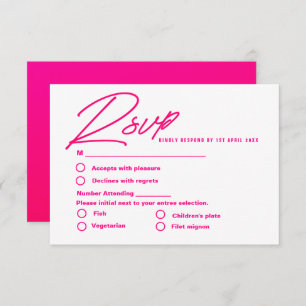 Moderne, rosafarbene und trendige Hochzeit RSVP Karte