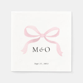Moderne rosafarbene Wasserfarbe-Monogramm-Hochzeit Serviette