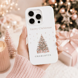 Moderne rosafarbene Weihnachtsbaum-Persönliche Fei iPhone 15 Pro Hülle