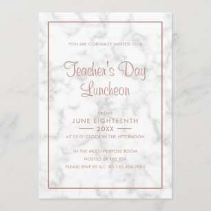 Moderne Rose aus grauem Marmor Gold Teacher's Day Einladung