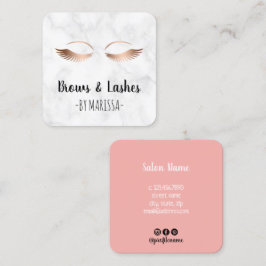 Moderne Rose aus weißem Marmor Quadratische Visitenkarte