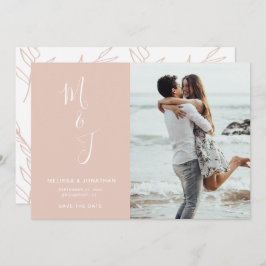 Moderne Rose Blush Botanische Hochzeit retten das Save The Date