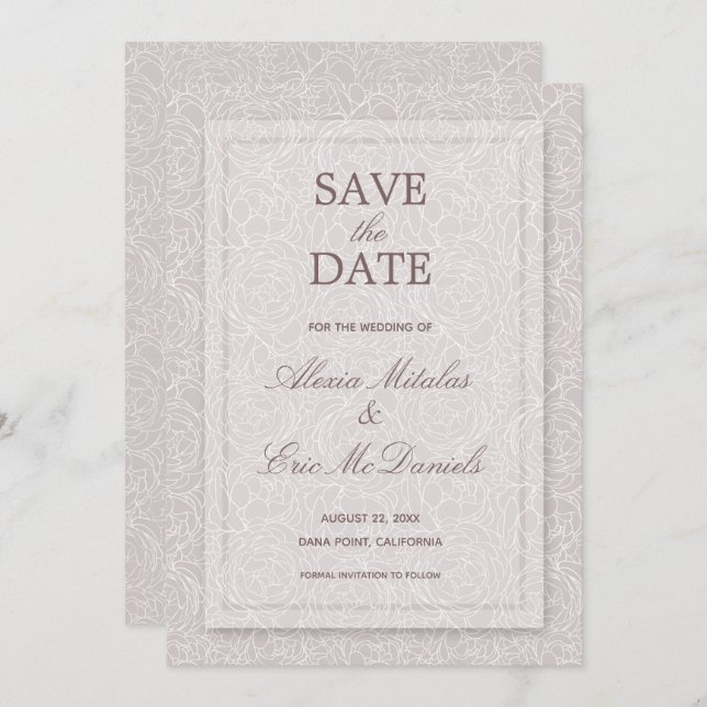 Moderne Rose Elegante Hochzeit Save The Date (Vorne/Hinten)
