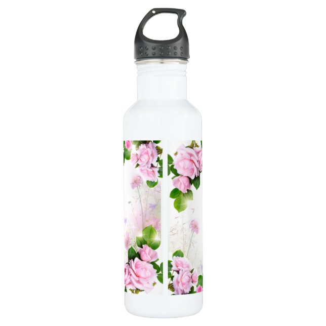 Moderne Rose feminine Edelstahlflasche (Vorderseite)