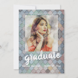 Moderne Rose Foto Frame Graduation Party Einladung