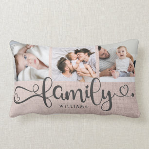 Moderne Rose für Familienskripte Linen 3 FotoColla Lendenkissen