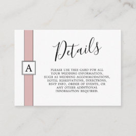 Moderne Rose für Hochzeiten in Monogramm Begleitkarte