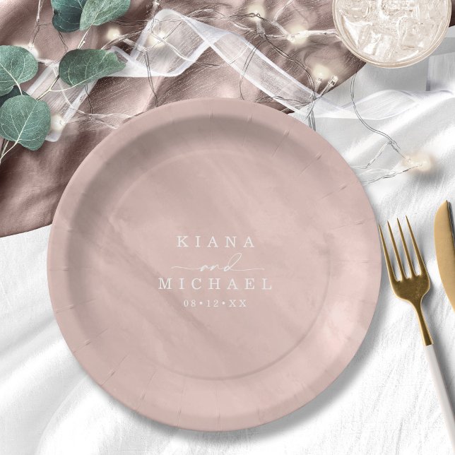 Moderne Rose für Hochzeiten mit Wasserfarbe Gold I Pappteller (Von Creator hochgeladen)