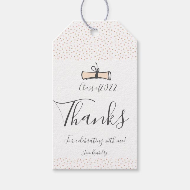 Moderne Rose Gold Abschluss Geschenkanhänger (Vorderseite)