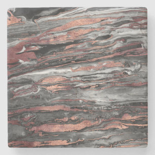 Moderne Rose Gold abstrakte Marmorfarbe Steinuntersetzer