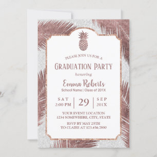 Moderne Rose Gold Ananas Luau Graduation Party Einladung