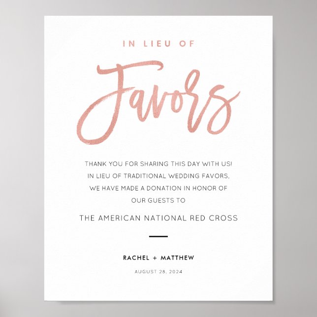 Moderne Rose Gold anstelle von Favoriten Zeichen Poster (Vorne)