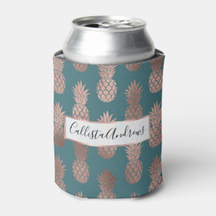 Moderne Rose Gold Aquamarines Ananas Muster Dosenkühler