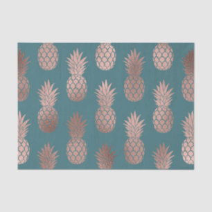 Moderne Rose Gold Aquamarines Ananas Muster Seidenpapier