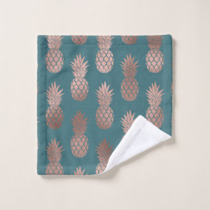 Moderne Rose Gold Aquamarines Ananas Muster Waschlappen