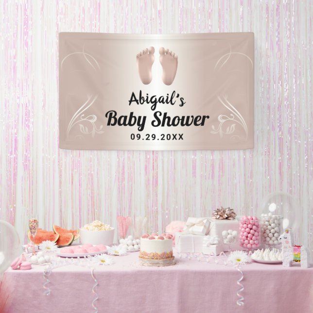 Moderne Rose Gold Baby Dusche Willkommen Banner (Party)