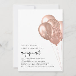 Moderne Rose Gold Balloons Engagement Party Einladung