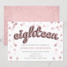 Moderne Rose Gold Balloons Glitzer 18. Geburtstag Einladung