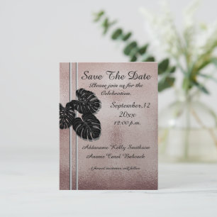Moderne Rose Gold Black Graphic Blätter Elegant, Save The Date
