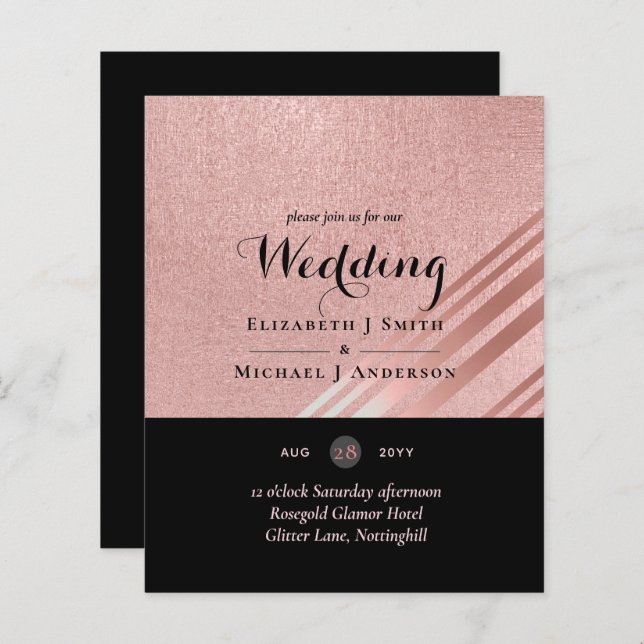 Moderne Rose Gold Black Wedding (Vorne/Hinten)