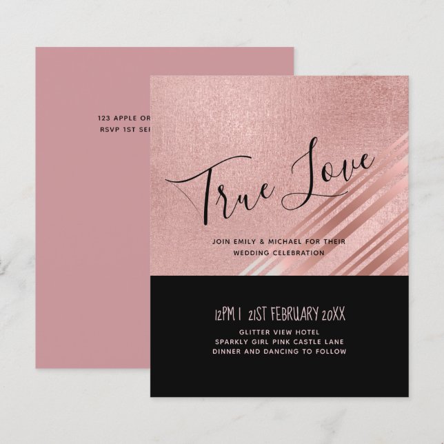 Moderne Rose Gold Black Wedding (Vorne/Hinten)