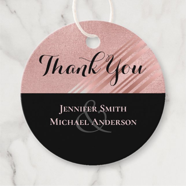 Moderne Rose Gold Black Wedding Geschenkanhänger (Vorderseite)